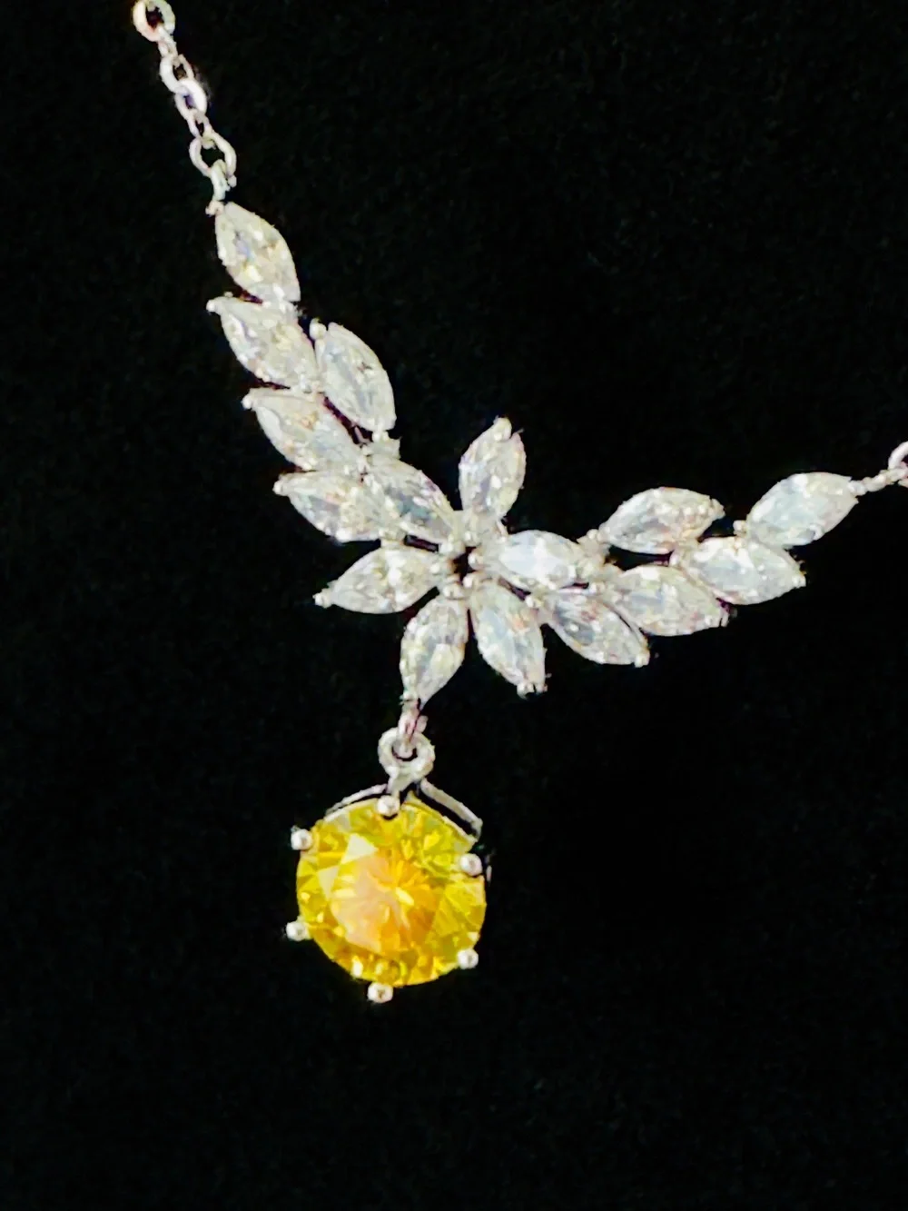 1 Carat Yellow Moissanite Pendant Necklace | S925 Sterling Silver